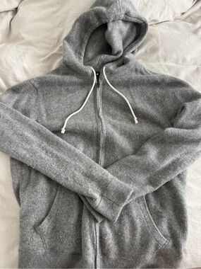 J. Crew Gray Zip-Up Hooded Cashmere Sweater